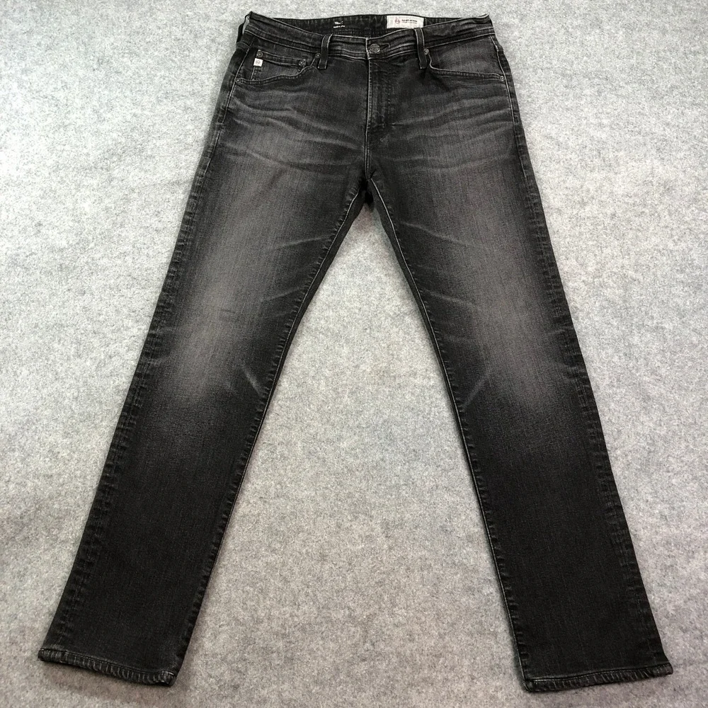 AG Tellis Mens Jeans 34x33 (fits 32x30) Black Slim Fit Dark Wash Stretch Denim